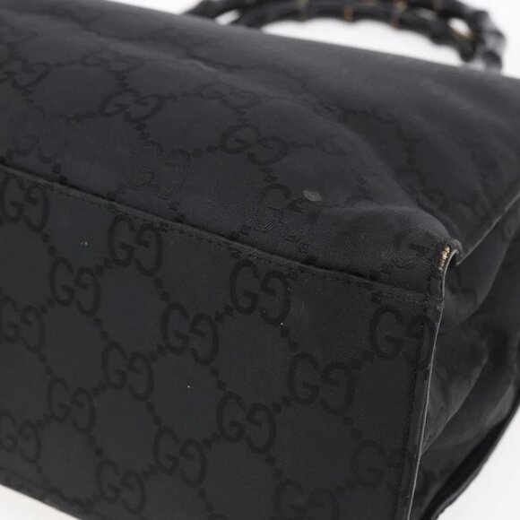 GUCCI Bamboo GG Canvas Hand Bag Black Silver 002 1010 3754 Auth 154446 - Picture 5 of 16